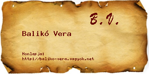 Balikó Vera névjegykártya
